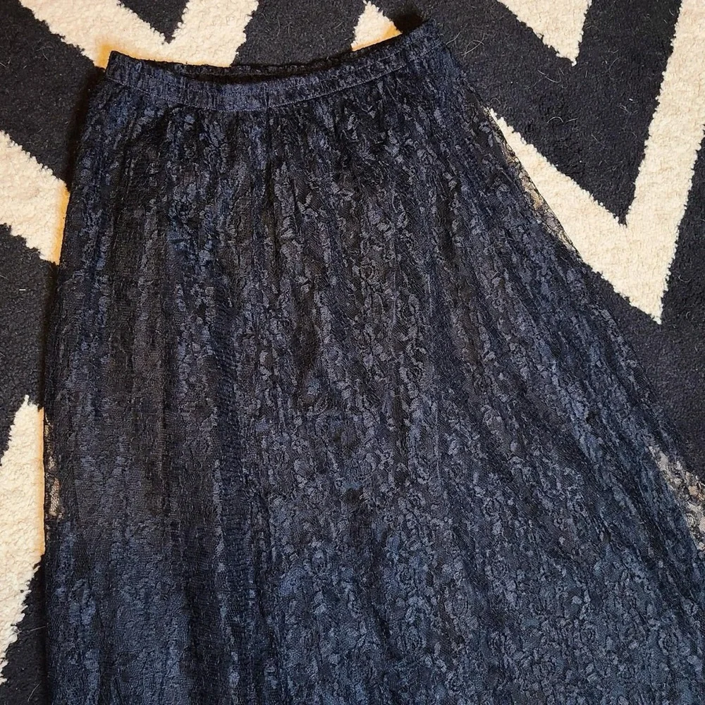 Whimsigoth Black Lace Maxi Skirt y2k - Picture 6 of 8